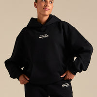 Comfort Oversized Sports Club Hoodie | Black