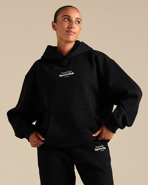 Comfort Oversized Sports Club Hoodie | Black
