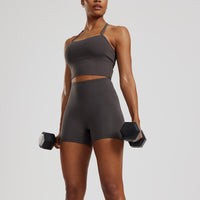 Essential Built-In Bra Crop Tank Top | Graphite