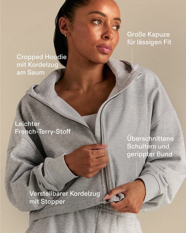 Comfort Lightweight Draw Hem Hoodie | Grey Marl