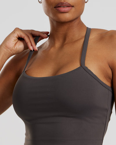 Essential Built-In Bra Crop Tank Top | Graphite