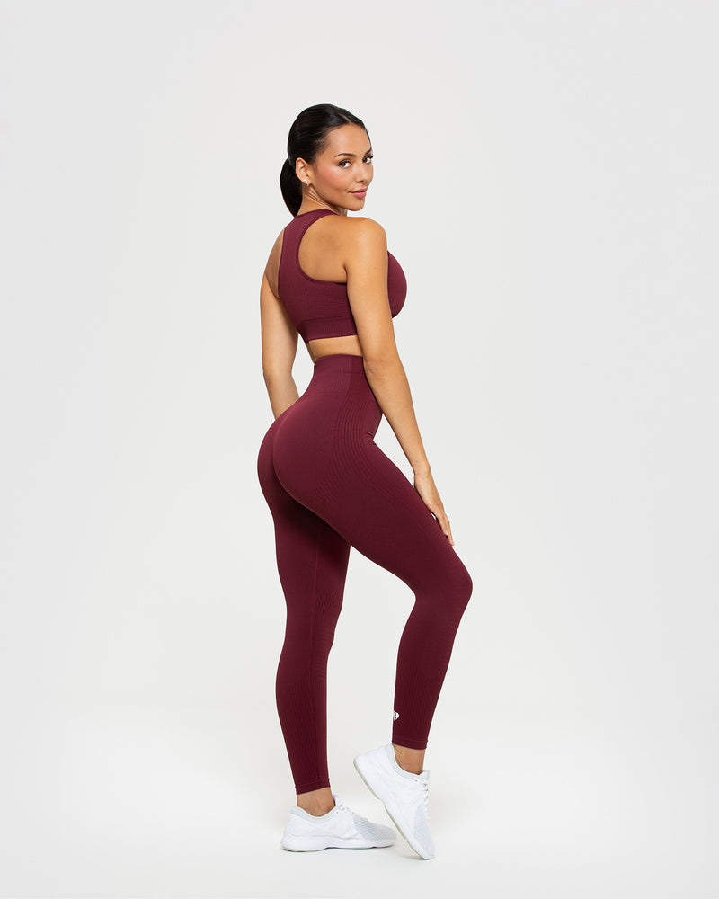 Power Seamless High Neck Bra | Dark Cherry