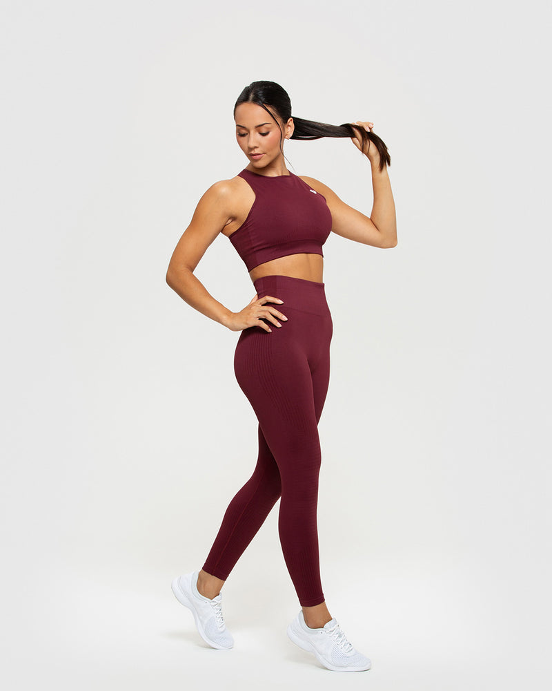 Power Seamless High Neck Bra | Dark Cherry