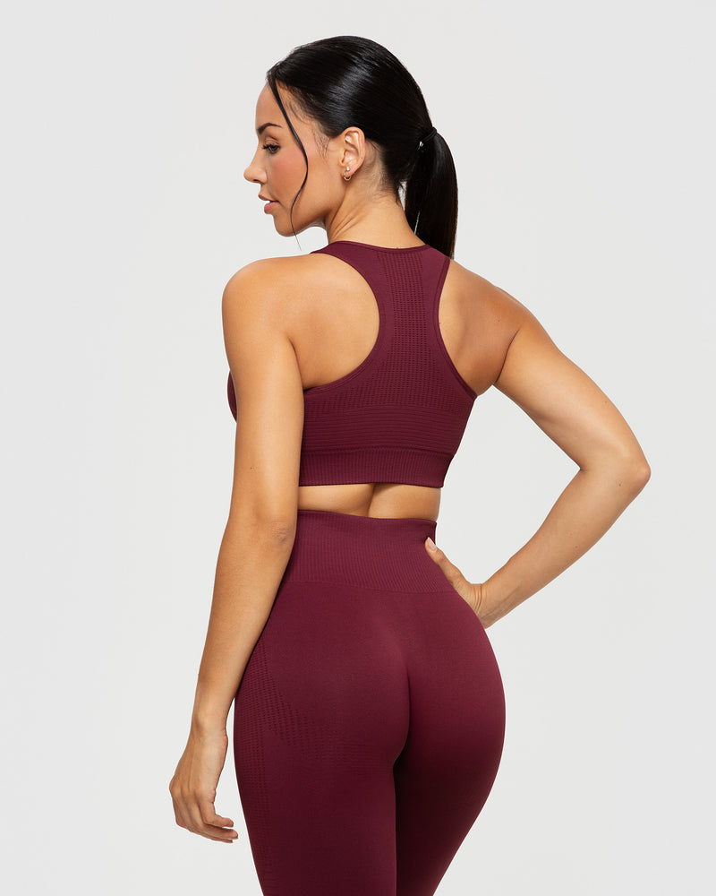 Power Seamless High Neck Bra | Dark Cherry