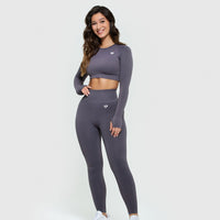Power Seamless Long Sleeve Crop Top | Charcoal
