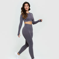 Power Seamless Long Sleeve Crop Top | Charcoal