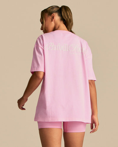 Comfort Oversized Barbell Society Short Sleeve T-Shirt | Candy Pink (1/6)