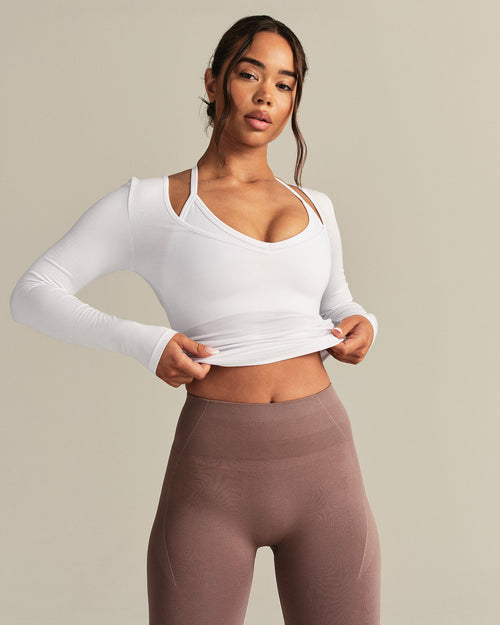 Smooth Contour Long Sleeve Reversible T-Shirt | White