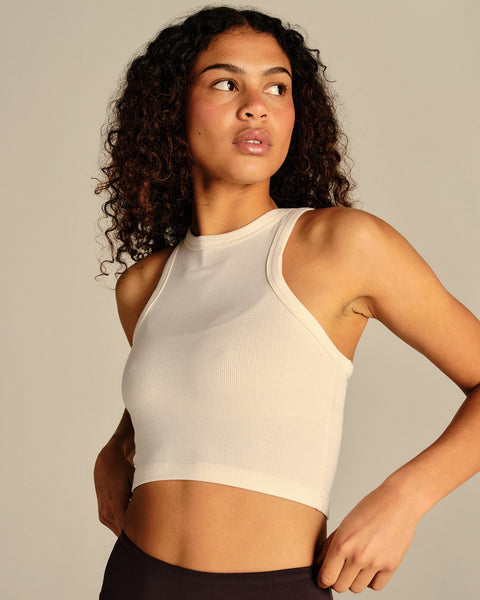 Ripp Tank Top Damen Cropped in Coconut White | Women's Best