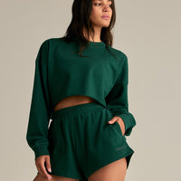 Comfort Lightweight Cropped Sweat | Emerald
