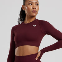 Power Seamless Long Sleeve Crop Top | Dark Cherry