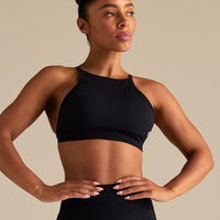 Define 2.0 Seamless High Neck Backless Bra | Black