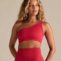 Power Seamless One Shoulder Bra | Spicy Red