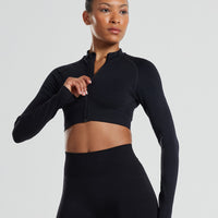 Define Seamless Crop Zip Jacket | Black