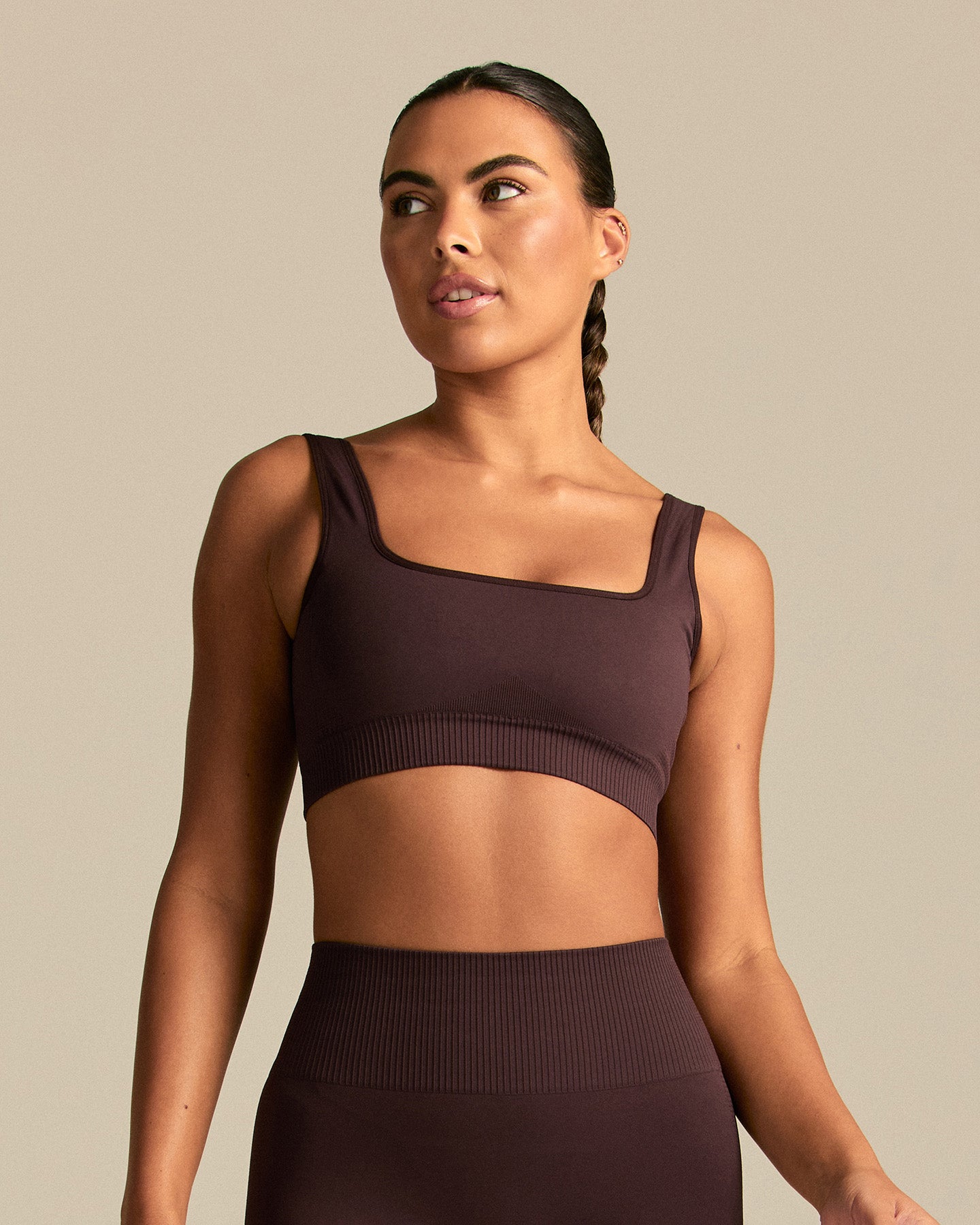 Power Open Back Mini Bra | Cafe Noir