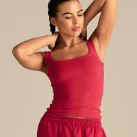 Smooth Contour Midi Square Neck Tank | Candy Apple