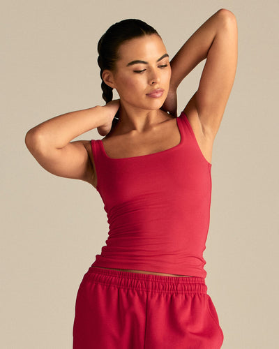 Smooth Contour Midi Square Neck Tank | Candy Apple