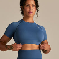 Power Seamless Short Sleeve Crop Top | Blueberry