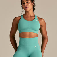 Power Seamless Adjustable Sports Bra | Marine Green