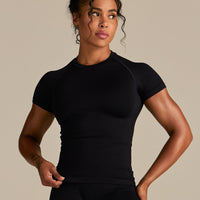 Power Seamless Short Sleeve Top | Black
