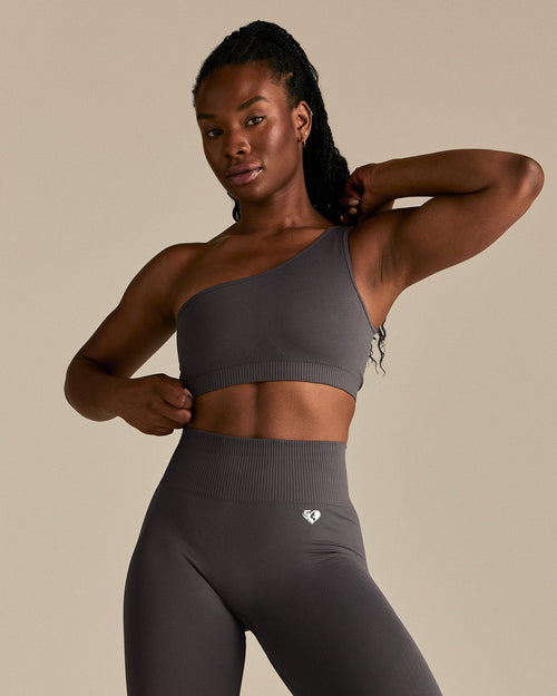 Power Seamless One Shoulder Bra | Graphite