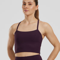 Essential Built-In Bra Crop Tank Top | Midnight Plum