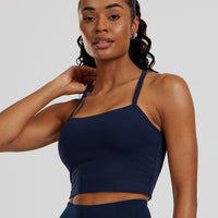 Essential Built-In Bra Crop Tank Top | Sapphire Blue