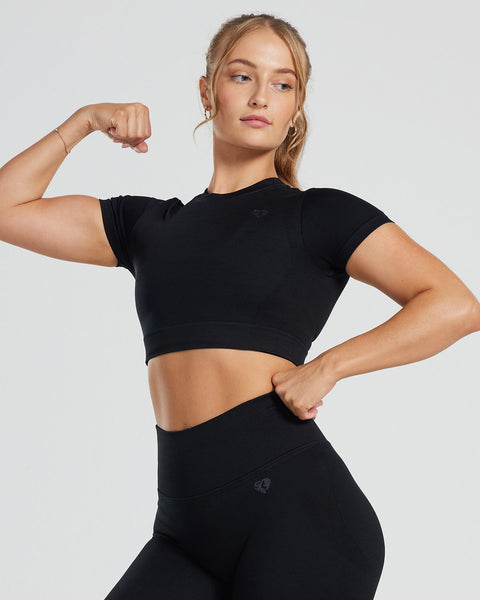 Women's Flex Light Support V-Neck Crop Sports Bra - All In Motion™ Black XL