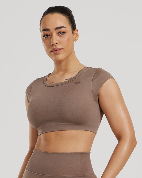 Motion Seamless Open Back Short Sleeve Crop Top | Caribou