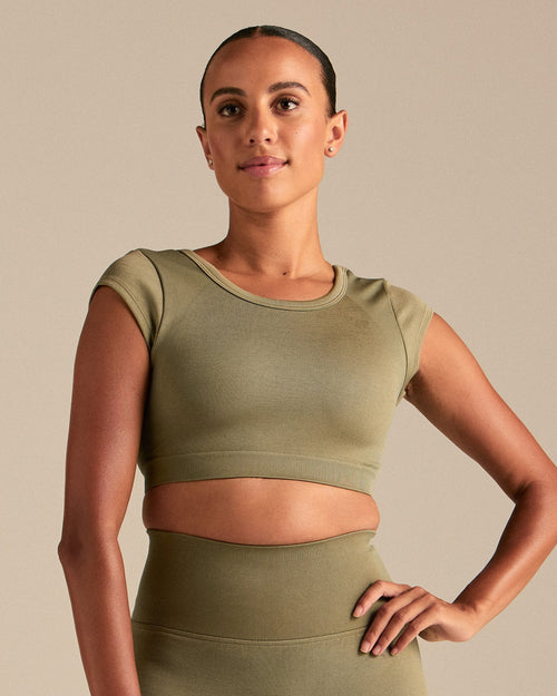 Motion Seamless Open Back Short Sleeve Crop Top | Willow
