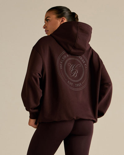 Comfort Oversized Health Club Graphic Hoodie | Cafe Noir