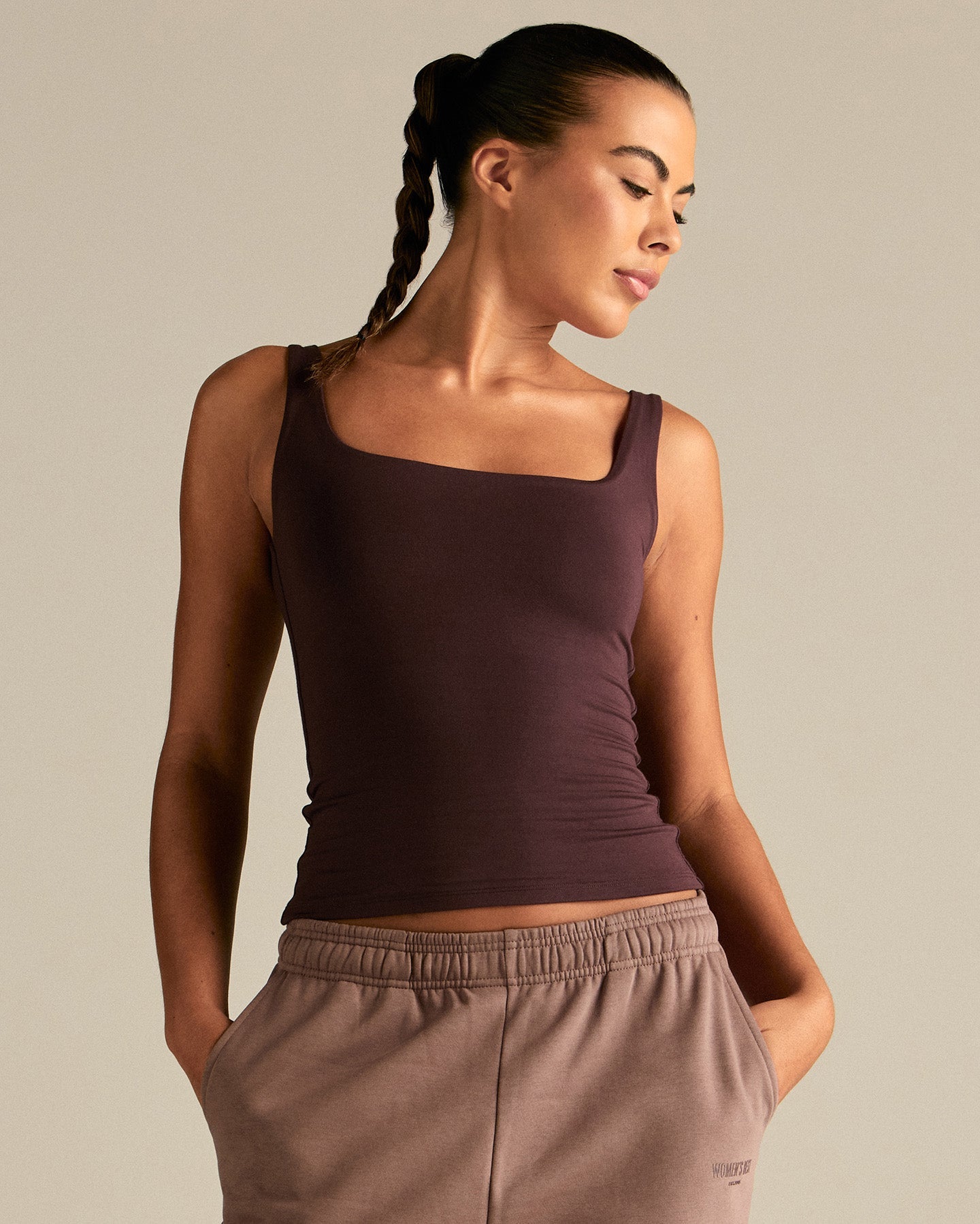 Smooth Contour Midi Square Neck Tank | Cafe Noir