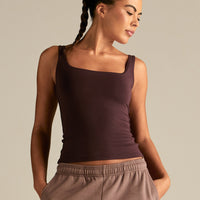 Smooth Contour Midi Square Neck Tank | Cafe Noir