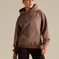 Comfort Oversized Health Club Graphic Hoodie | Mocha