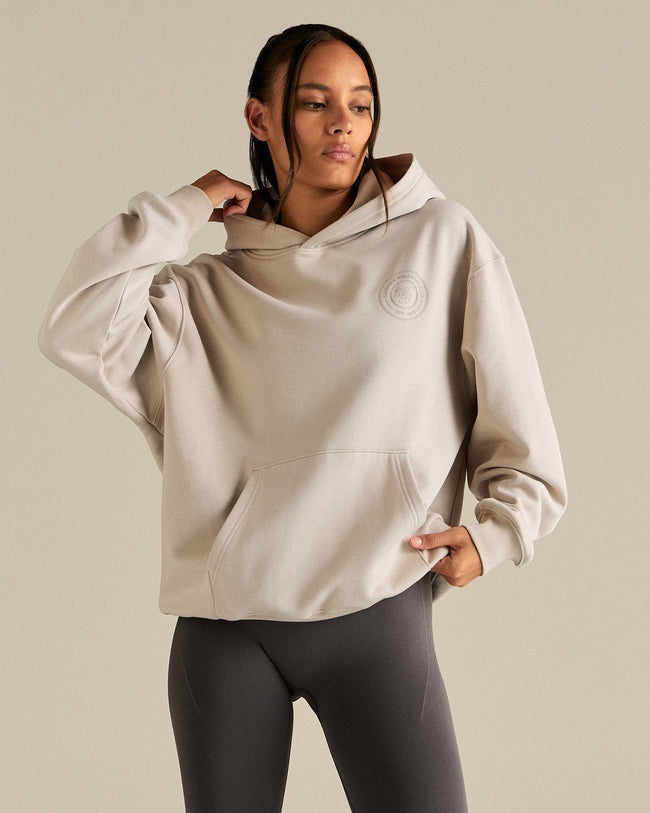 Comfort Oversized Health Club Graphic Hoodie | Stone