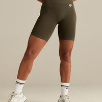Power Seamless Cycling Shorts | Dark Olive