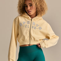 Comfort Cropped Sports Club Hoodie | Buttercup