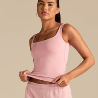 Smooth Contour Midi Square Neck Tank | Sweet Pink
