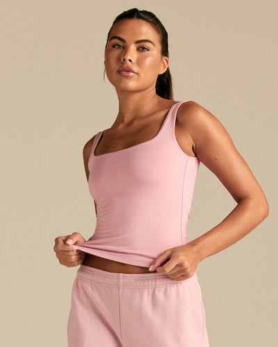 Smooth Contour Midi Square Neck Tank | Sweet Pink