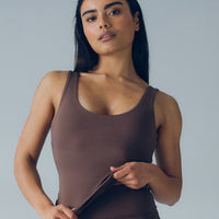 Essential Built-In Bra Scoop Back Tank | Cocoa