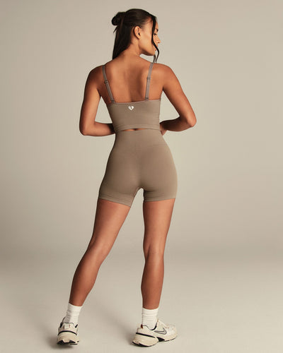 Power Seamless Built-In Bra Tank | Taupe Grey