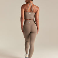Essential Built-In Bra Crop Tank Top | Taupe Grey