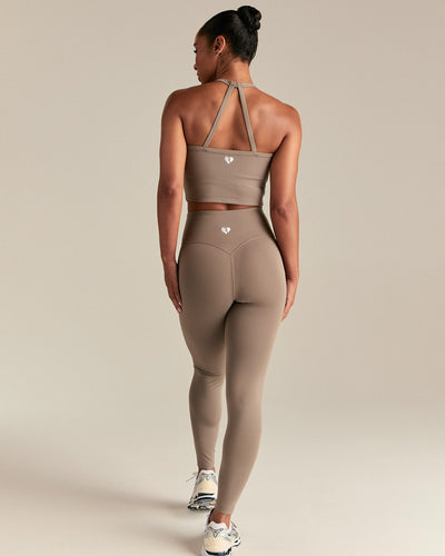 Essential Built-In Bra Crop Tank Top | Taupe Grey