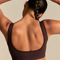 Power Open Back Mini Bra | Cafe Noir