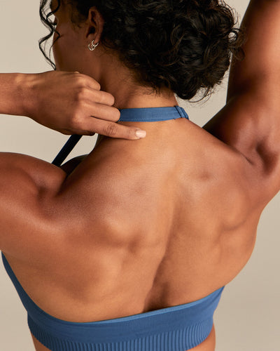 Power Seamless Halter Neck Bra | Blueberry