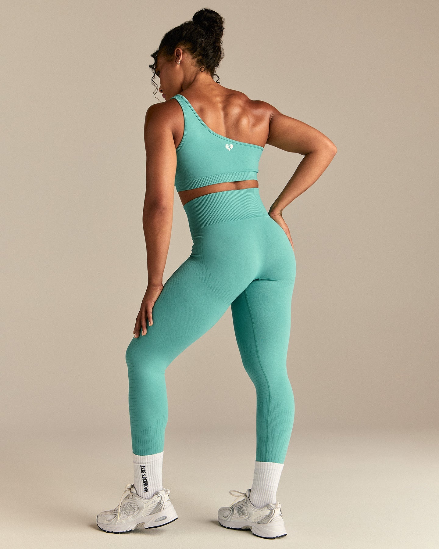 Power Seamless One Shoulder Bra | Marine Green