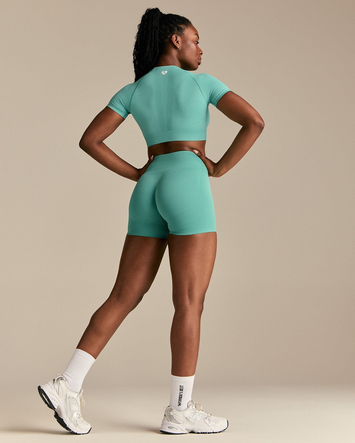 Power Seamless Short Sleeve Crop Top | Marine Green