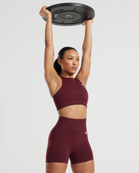 Power Seamless High Neck Bra | Dark Cherry