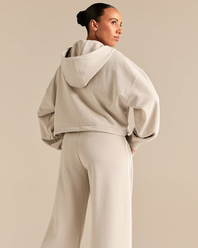 Comfort Lightweight Draw Hem Hoodie | Stone