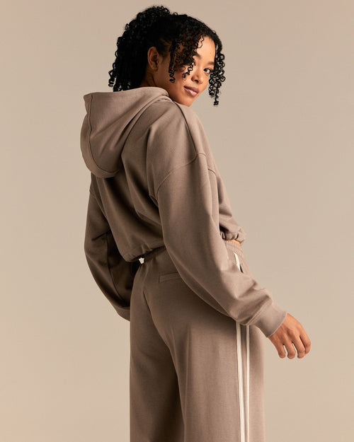 Comfort Lightweight Draw Hem Hoodie | Taupe Grey